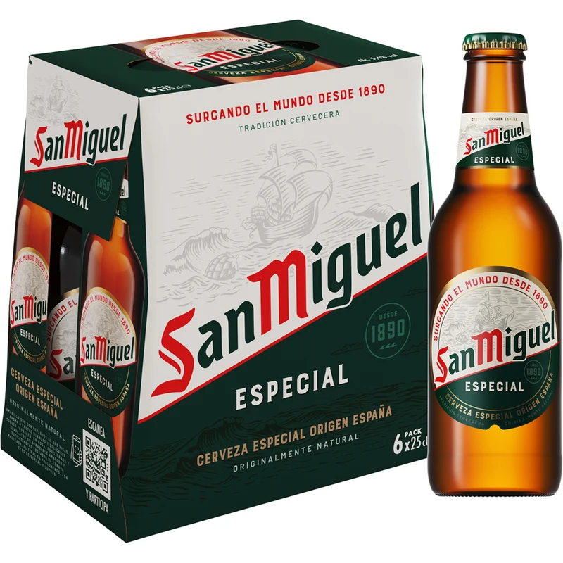 SAN MIGUEL CERVEZA CRISTAL 6x25 CL.