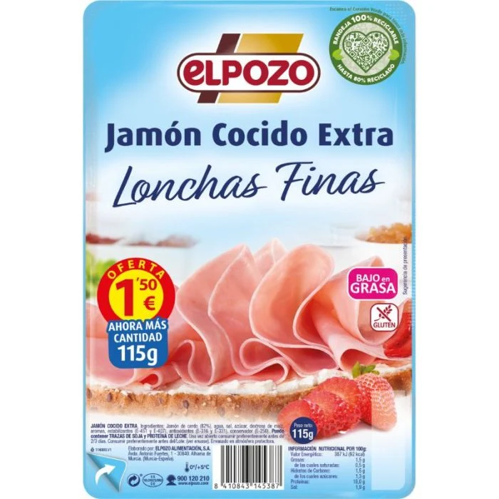 EL POZO JAMÓN COCIDO 115 GR.
