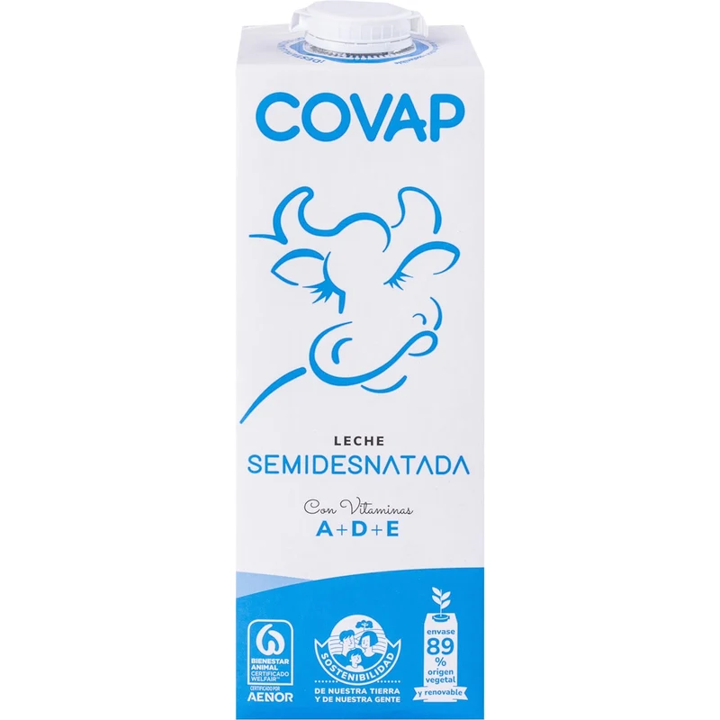 COVAP LECHE SEMIDESNATADA 1 LTR.