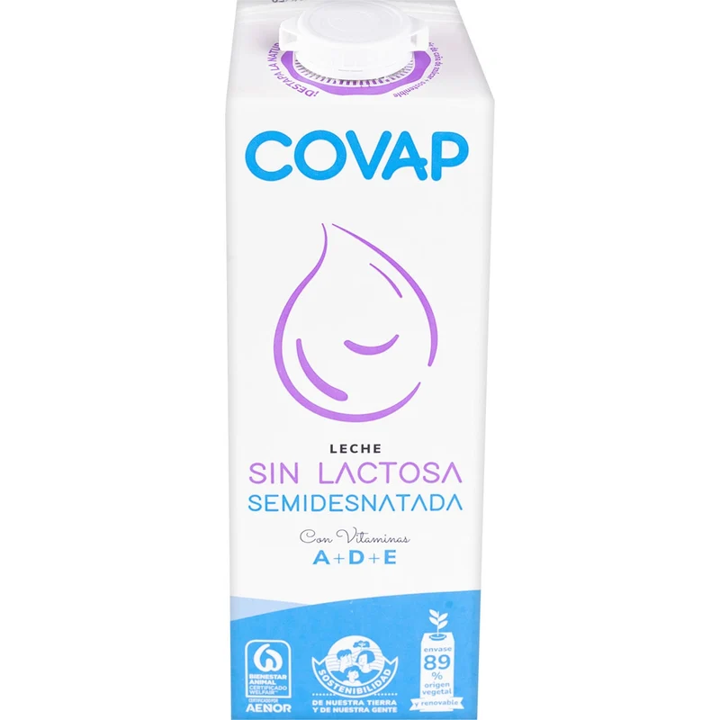 COVAP LECHE SEMIDESNAT. SIN LACT. 1 LTR.