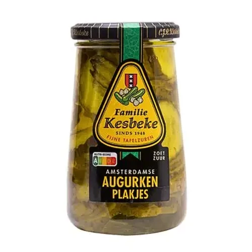 Kesbeke augurken plakjes 370 ml.
