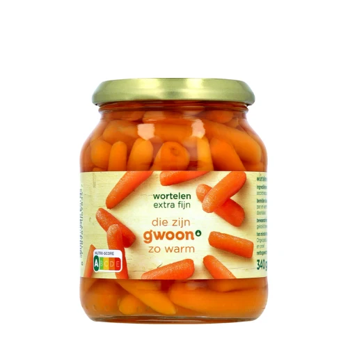 G'woon wortelen extra fijn 340 gr.