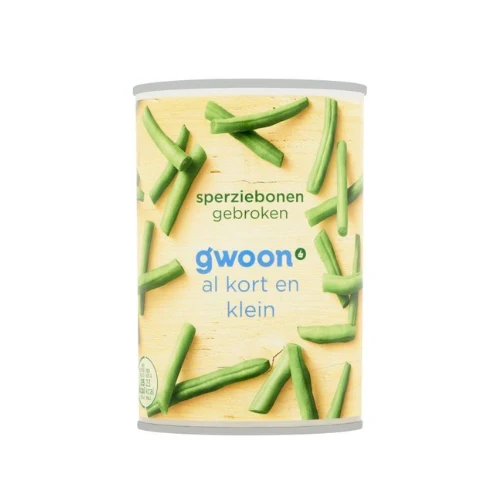 G'woon sperziebonen gebroken blik 400 gr