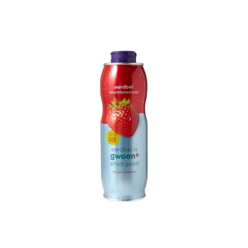 G'woon siroop aardbei 80% 750 ml