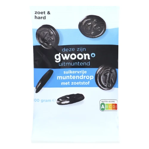 G'woon muntdrop suikervrij 100 gr.