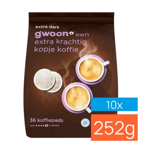 G'woon koffie pads dark 36 st