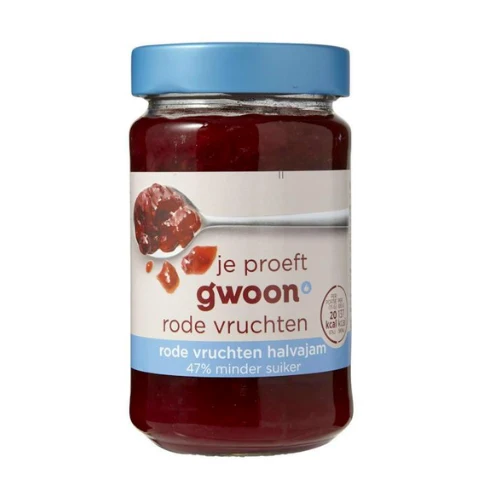 G'woon halvajam rode vruchten 320 gr.