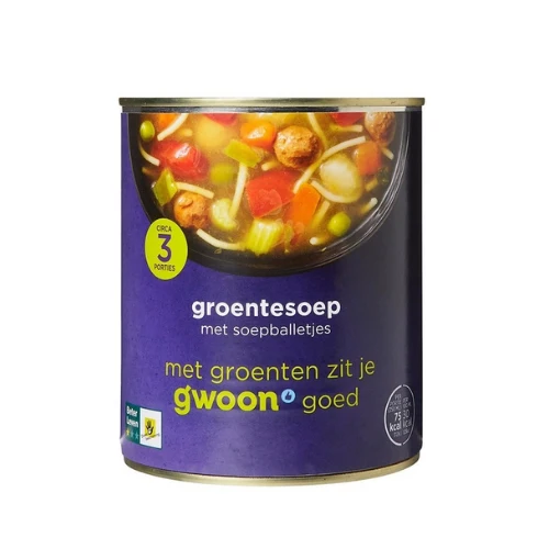 G'woon groentesoep blik 800 ml.