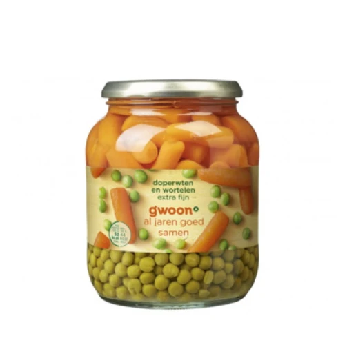 G'woon doperwt/wortel fijn blik 400 gr.