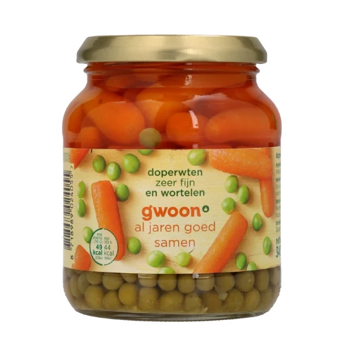 G'woon doperwt/wortel fijn 340 gr.