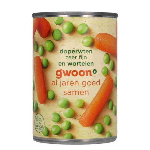 G'woon doperwt/wortel fijn 200 gr.